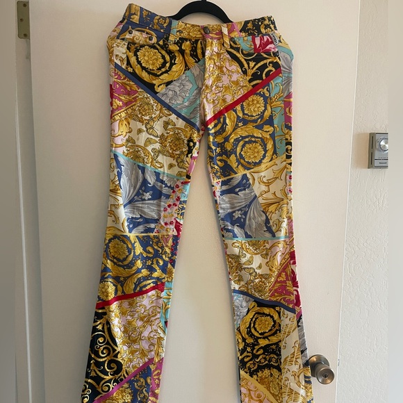 Vintage Versace Jeans Signature Gold Print Pants - Picture 1 of 6